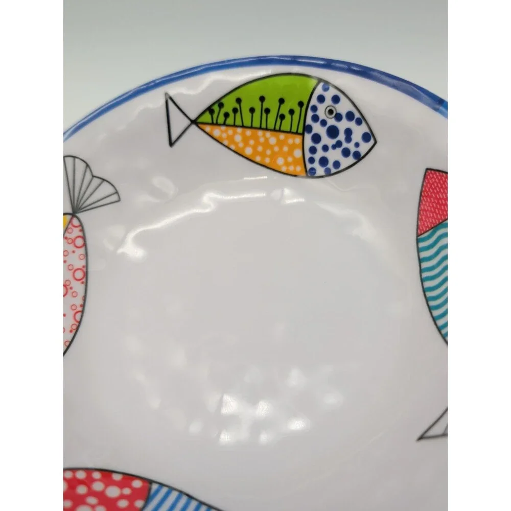 Melamine Bowls Set of 4 Fish  Ocean Coastal Beach Camper RV Tropical Summer